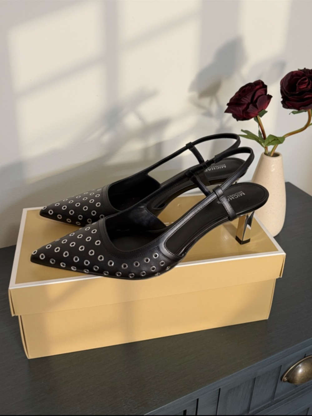 NWT MICHAEL Michael Kors
Alora Grommeted Leather Slingback Pump *SOLD OUT*